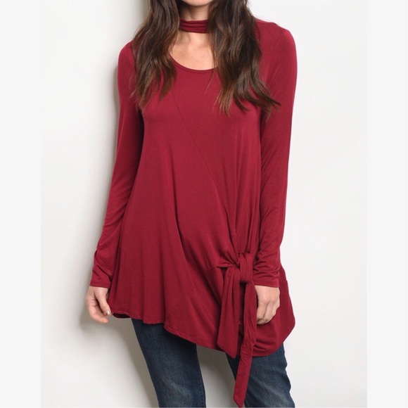 BURGUNDY CHOKER TOP - Picture 3 of 9